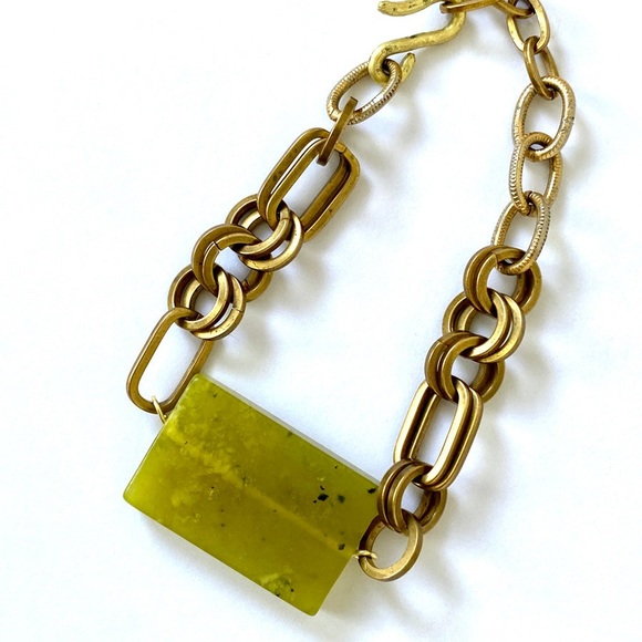 Handmade Jade Crystal Gemstone Statement Chain Bracelet Adjustable for Layering - Picture 6 of 9